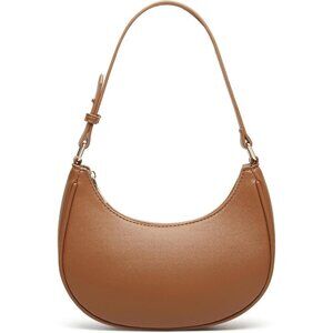 Women Brown Retro Classic Clutch Shoulder Tote Hand Bag With Zipper Closure